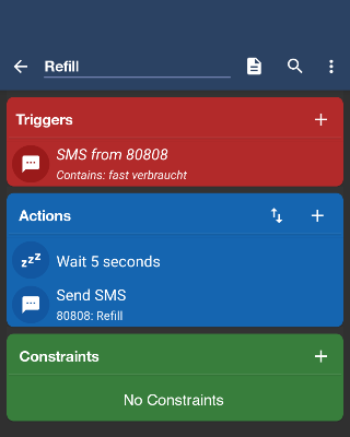 Macrodroid Refill Automation